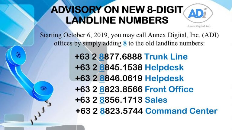 ADVISORY ON NEW 8 DIGIT LANDLINE NUMBERS Annex Digital Inc advisory-on-new-8-digit-landline-numbers-annex-digital-inc